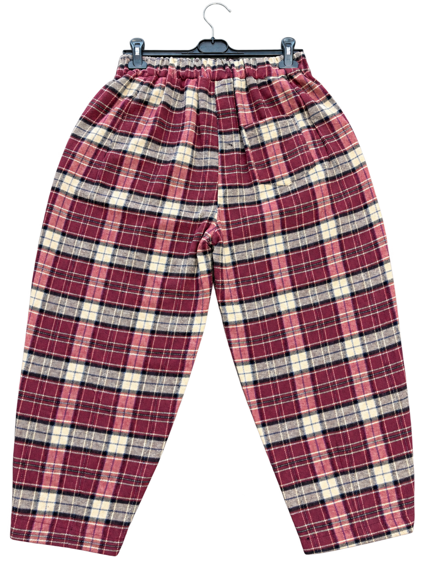 Made in Italy Plaid Check Tapered Leg Trouser