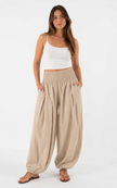Made in shirred waist harem trouser