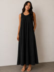 Made in Italy Gathered Yoke Maxi Dress