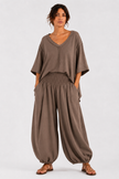Made in Italy Oversized Sweatshirt V -Neck Raw Edge Top