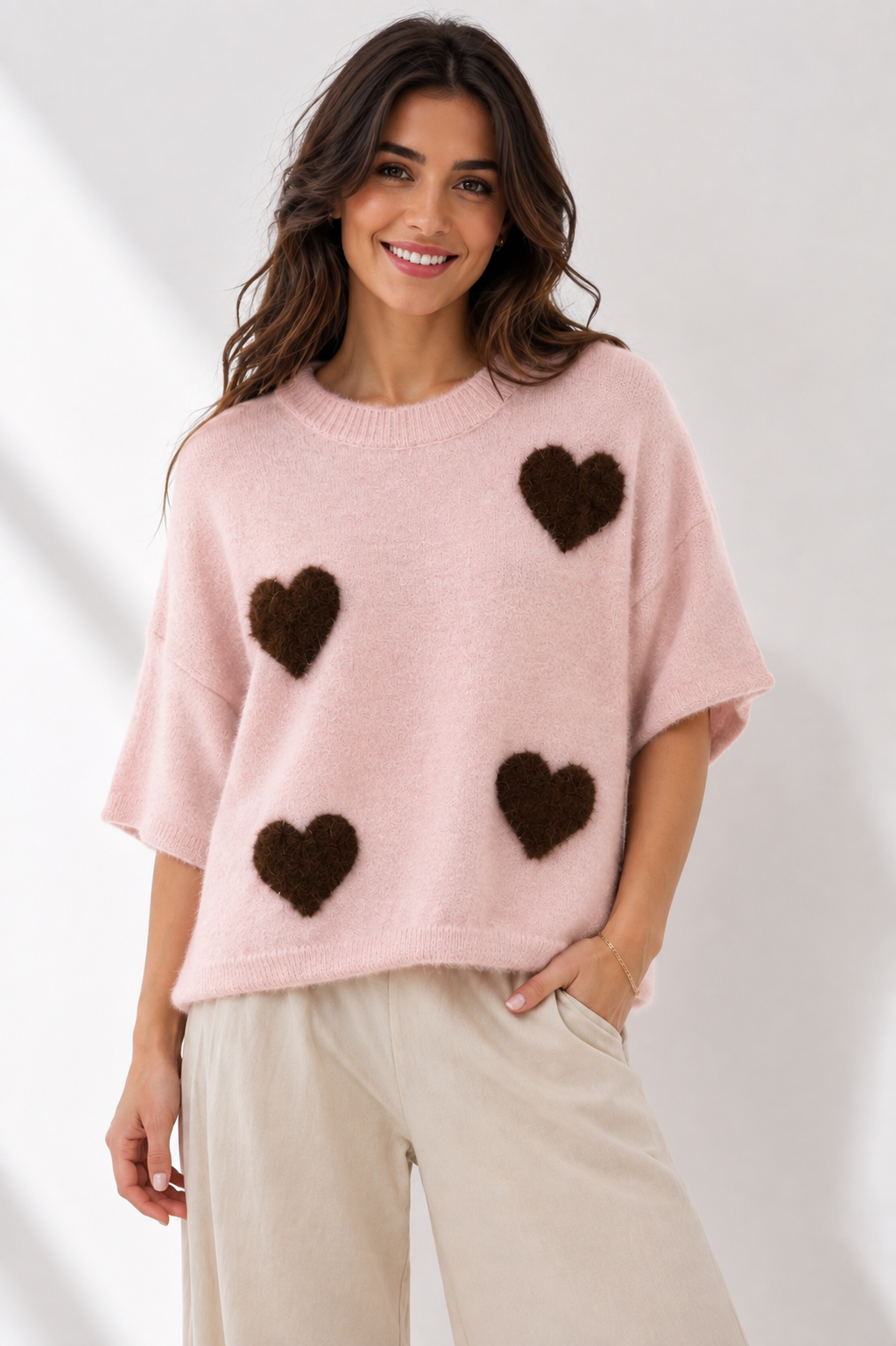 Made in Italy Short Sleeve Heart Jumper