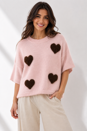 Made in Italy Short Sleeve Heart Jumper