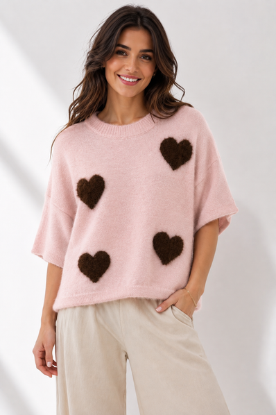 Made in Italy Short Sleeve Heart Jumper