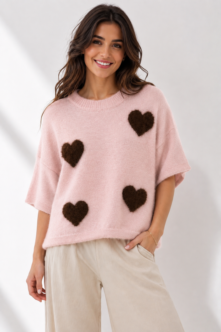 Made in Italy Short Sleeve Heart Jumper