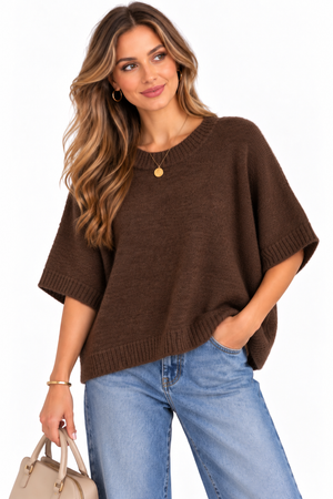 Made In Italy Soft knit Jumper With 3/4 Sleeves