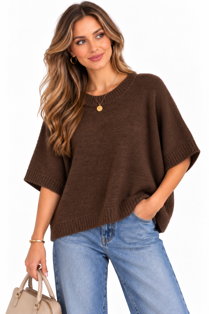 Made In Italy Soft knit Jumper With 3/4 Sleeves
