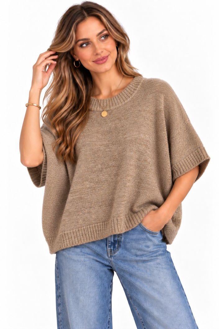 Made In Italy Soft knit Jumper With 3/4 Sleeves
