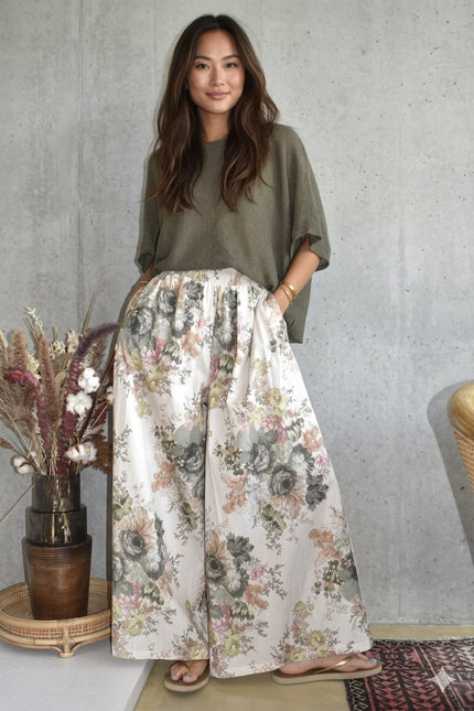 Floral Wide Leg Trouser, Made in Italy
