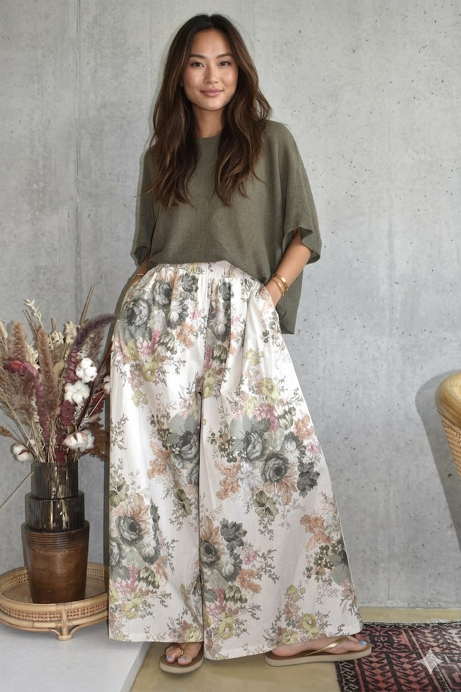 Floral Wide Leg Trouser | Made in Italy