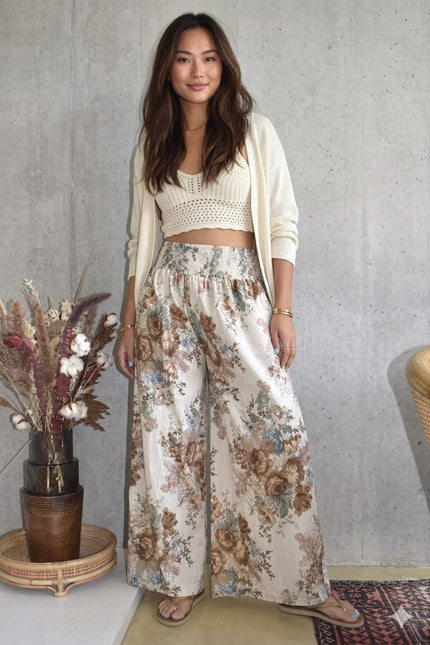 Floral Wide Leg Trouser, Made in Italy