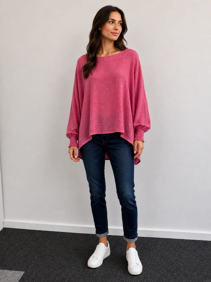 Batwing Loose Fit Top, Made in Italy
