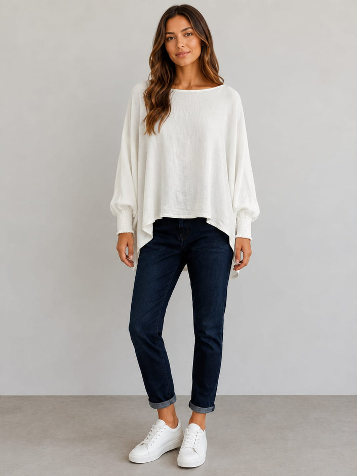 Batwing Loose Fit Top, Made in Italy