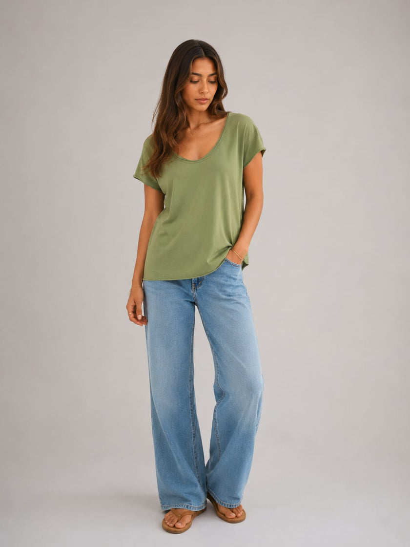 Stretch Cotton Relaxed Fit T Shirt - Made in Italy