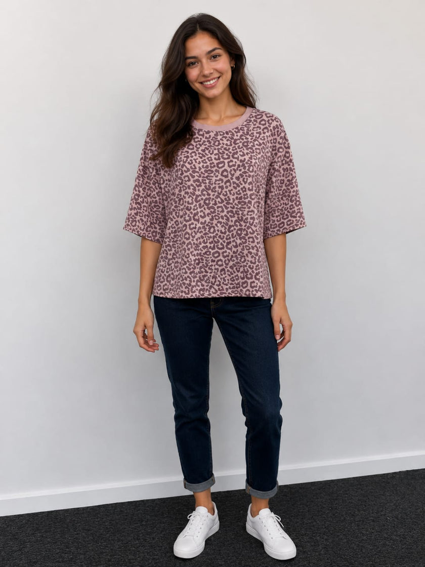 Stone Wash Leopard Print T-Shirt – Made in Italy