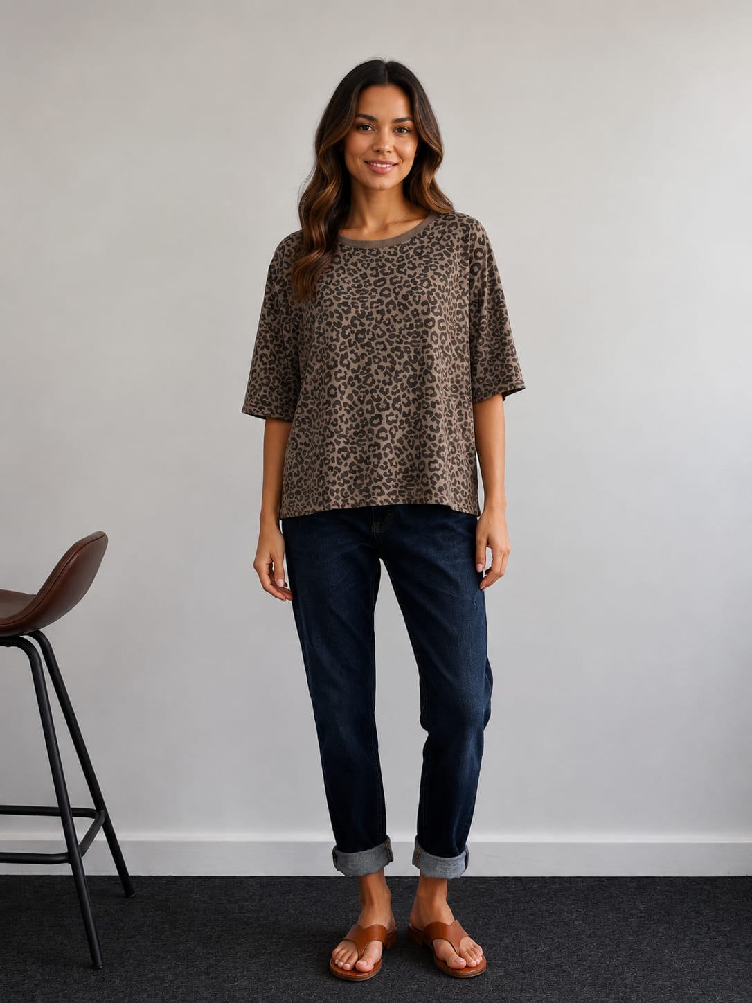 Stone Wash Leopard Print T-Shirt – Made in Italy