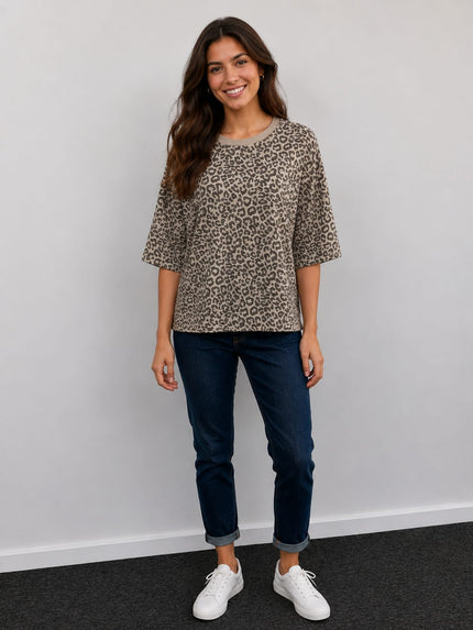 Stone Wash Leopard Print T-Shirt – Made in Italy