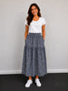 Gingham Tiered Midi Skirt- Made in Italy
