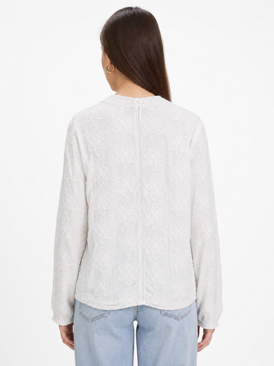 Embroidered Button Front Blouse