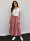 Gingham Tiered Midi Skirt- Made in Italy