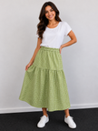 Gingham Tiered Midi Skirt- Made in Italy