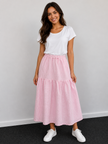 Gingham Tiered Midi Skirt- Made in Italy