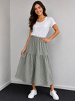 Gingham Tiered Midi Skirt- Made in Italy