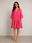 Neon Stripe Tiered Smock Dress - Made in Italy