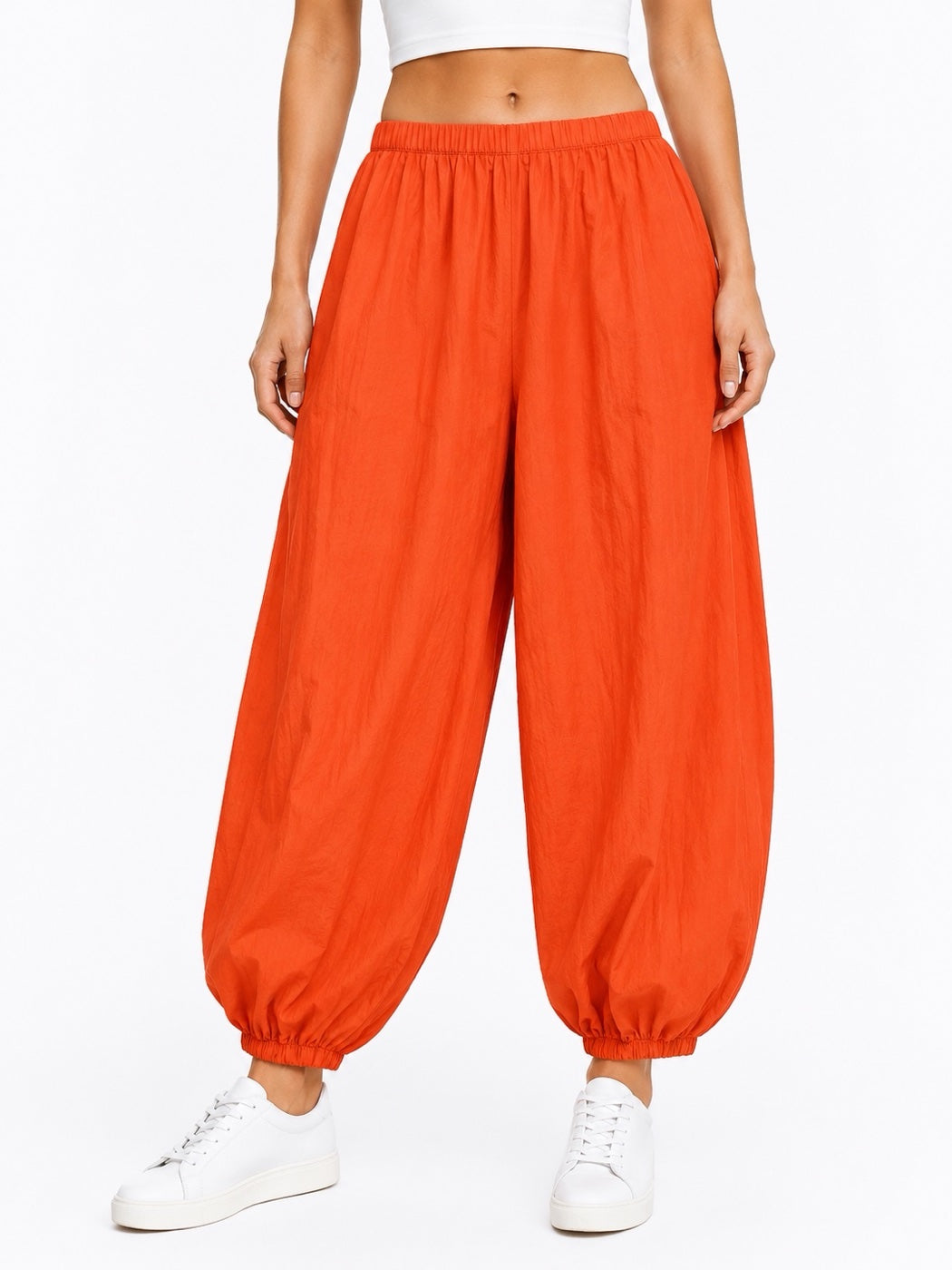 Made in Italy Balloon Trousers with Textured Finish - Coral