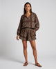 Made in Italy Peasant Blouse and Tiered Shorts Set - Coffee