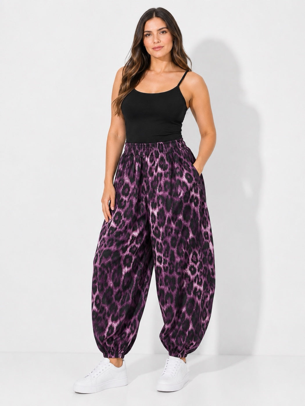 Made in Italy Wild Style Animal Print Trouser  - Berry
