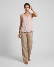 Made in Italy Ruffled V-Neck Sleeveless Blouse - Baby Pink