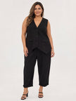 Made in Italy Stretch Cotton Blend Roll-Up Trouser - Black