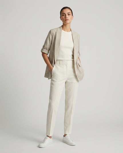 Made in Italy Checked Short Sleeve Blazer - Beige
