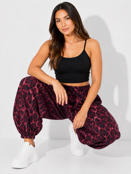 Made in Italy Wild Style Animal Print Trouser  - Wine