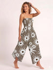 Made in Italy Smocked Strapless Jumpsuit - Espresso