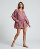 Made in Italy Peasant Blouse and Tiered Shorts Set - Bubblegum