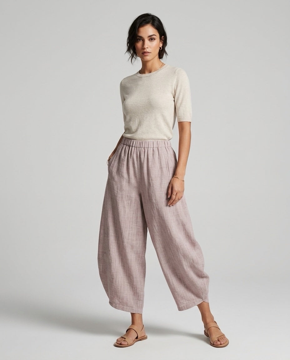 Made in Italy Textured Wide-Leg Trousers - Bubblegum