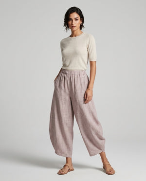 Made in Italy Textured Wide-Leg Trousers - Bubblegum