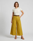 Made in Italy Pleated Wide Leg Palazzo Trouser - Khaki Green