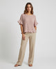 Made in Italy Gauze Top with Ruffle Trim - Baby Pink