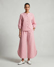 Gingham Check Shirt and Culotte Set - Baby Pink