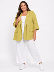 Textured Collarless Blazer - Olive