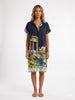 Made in Italy  Ruins Print Midi Dress - Navy Blue