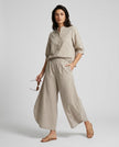 Gingham Check Shirt and Culotte Set - Dark Gray
