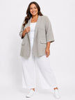 Textured Collarless Blazer - Stone