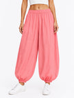 Made in Italy Balloon Trousers with Textured Finish - Salmon Pink