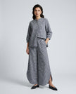 Gingham Check Shirt and Culotte Set - Navy