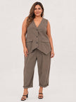 Made in Italy Stretch Cotton Blend Roll-Up Trouser - Taupe