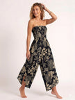 Made in Italy Smocked Strapless Jumpsuit - Black