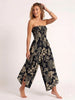 Made in Italy Smocked Strapless Jumpsuit - Black